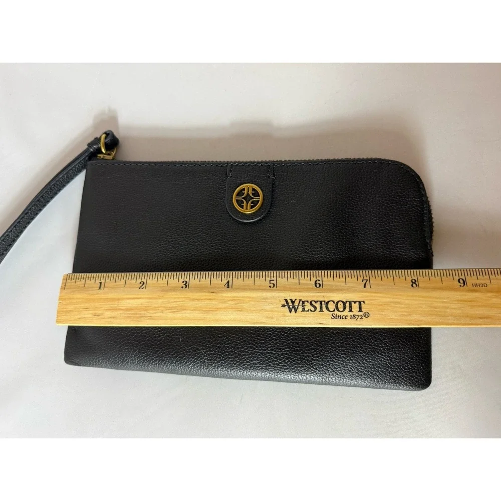 Fossil Sofia Leather Wristlet Clutch BlackPebbled  Zip Casual Travel Wedding
